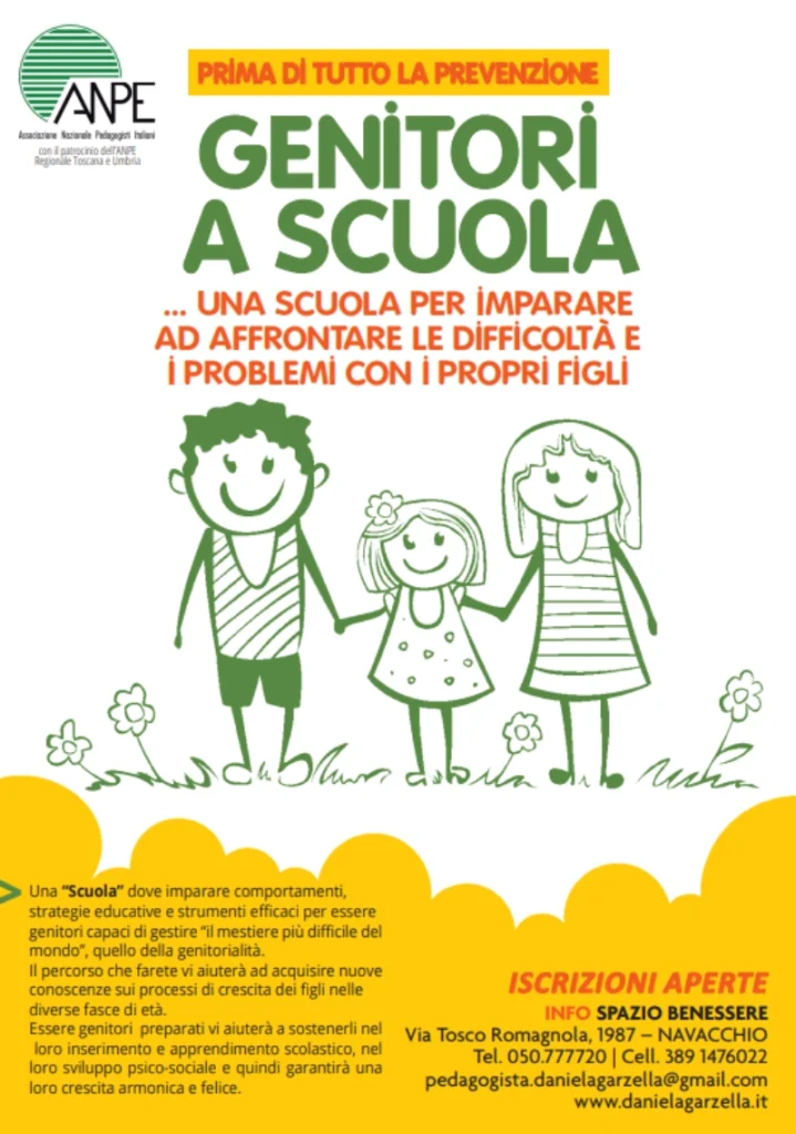 Brochure informativa del percorso pedagogico Genitori a Scuola