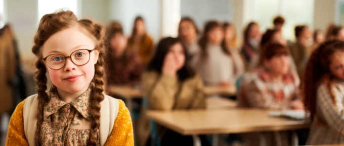 Bambina con sindrome di down presso scuola primaria