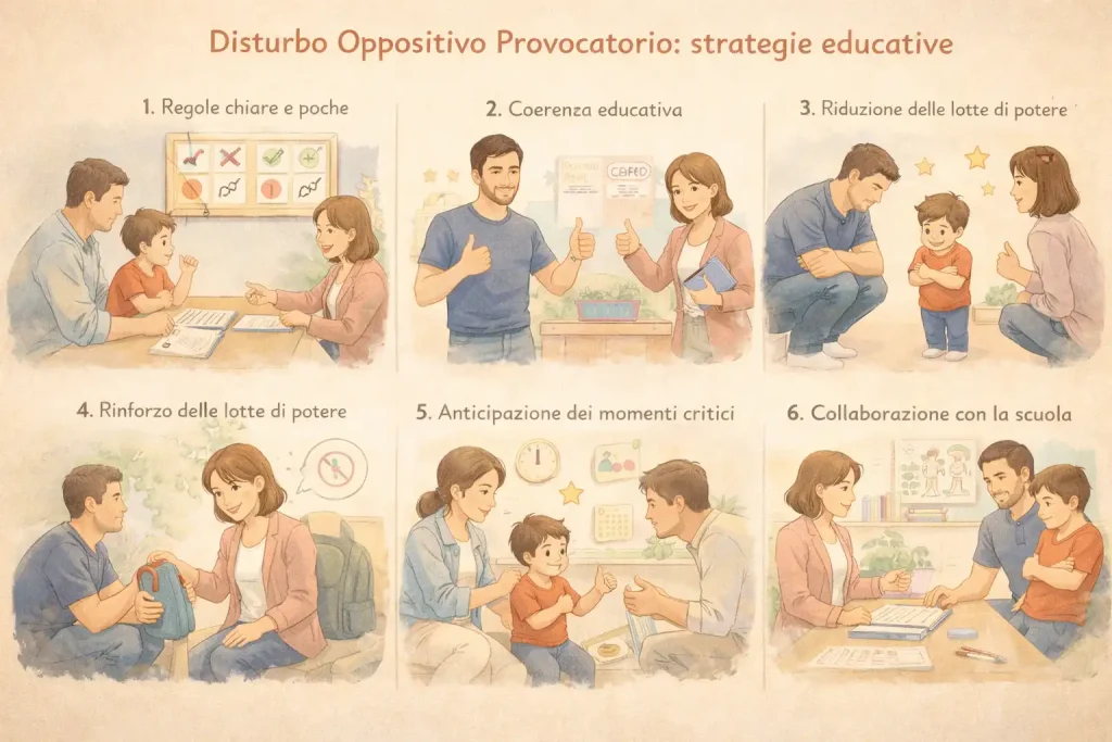 Infografica stratefie educative DOP - Disturbo Oppositivo Provocatorio